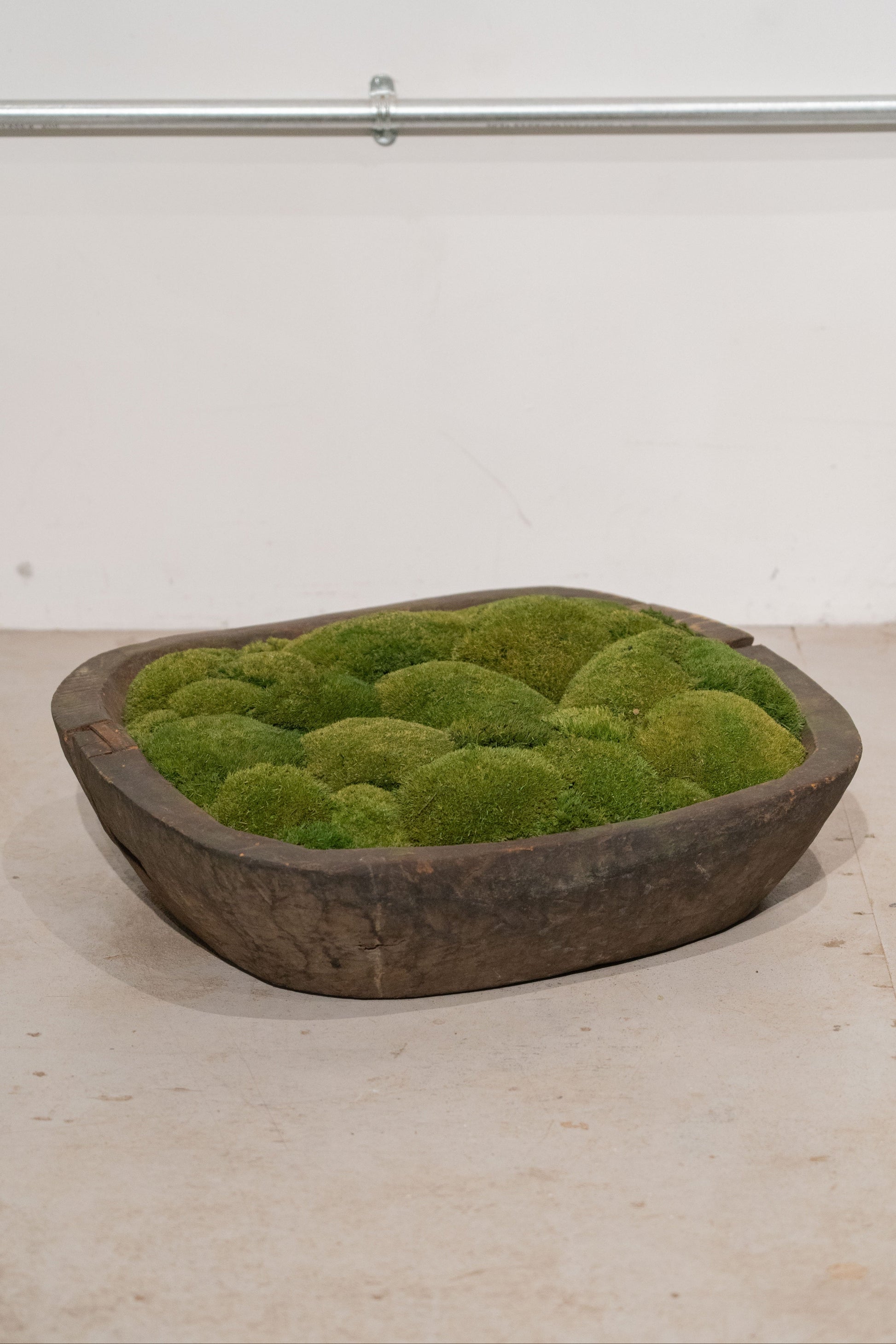 Large Vintage Wooden Moss Bowl