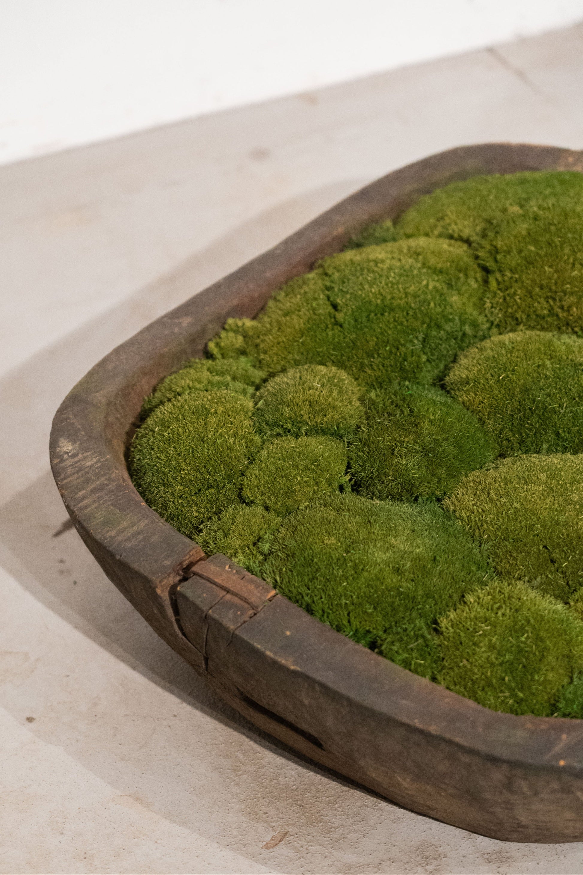 Large Vintage Wooden Moss Bowl