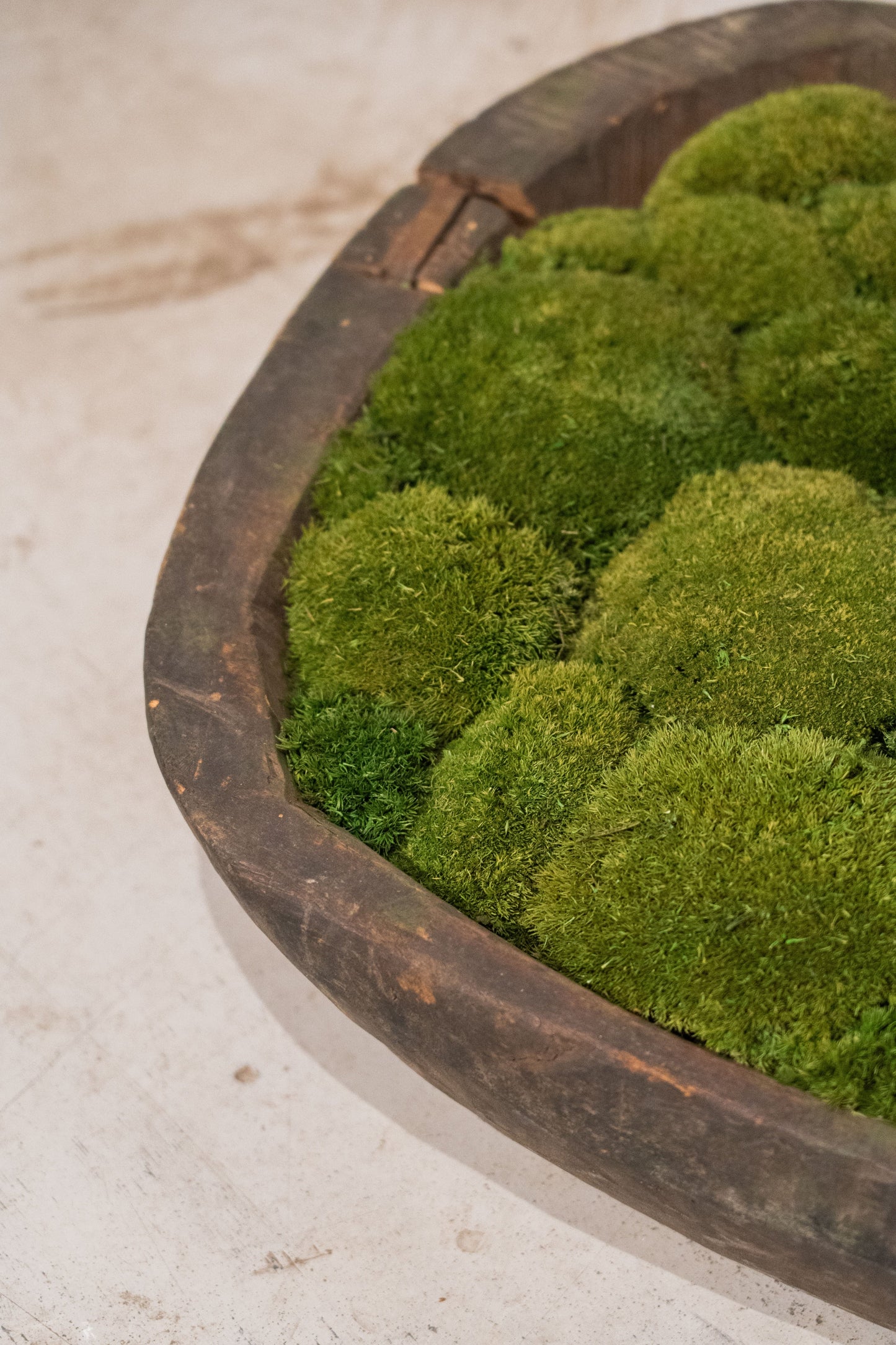 Large Vintage Wooden Moss Bowl