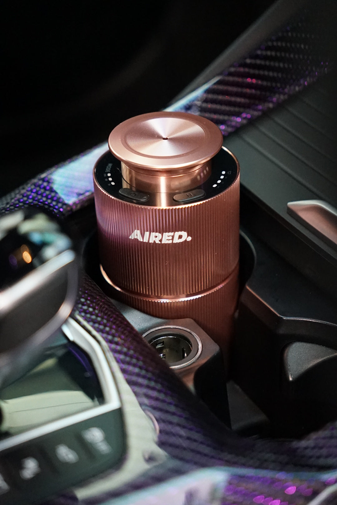 Aura In-Car / Home Mini Luxury Electronic Rechargeable Essential Oils Diffuser By AIRED. (ROSE GOLD)