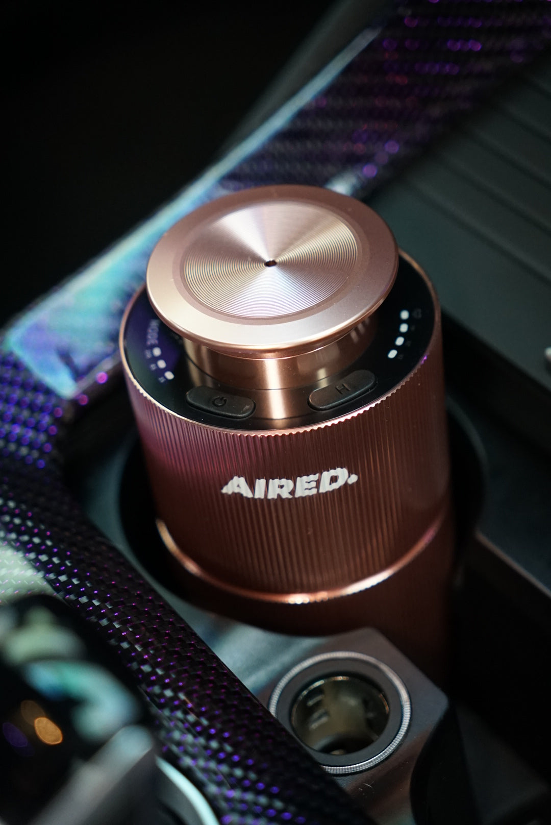 Aura In-Car / Home Mini Luxury Electronic Rechargeable Essential Oils Diffuser By AIRED. (ROSE GOLD)