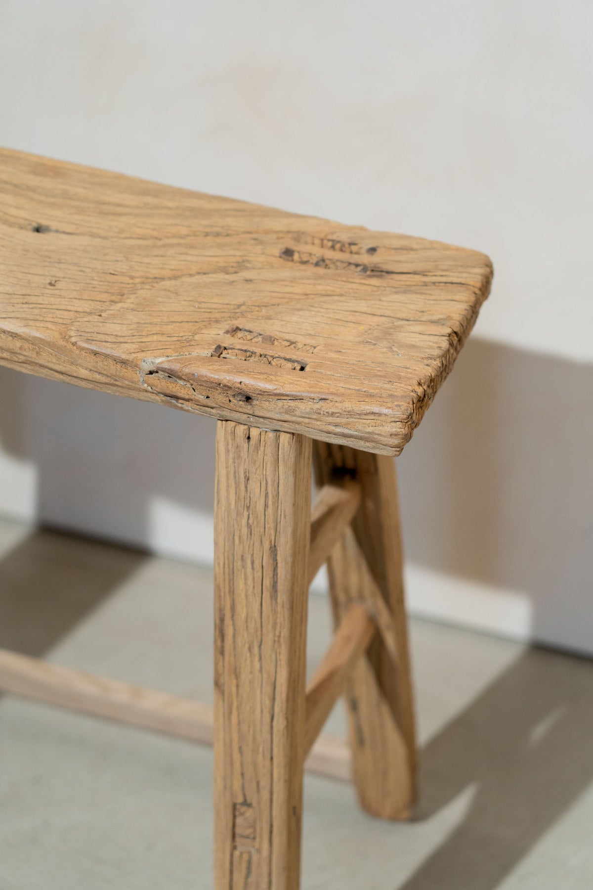 Vintage Rustic Stool - Elm wood