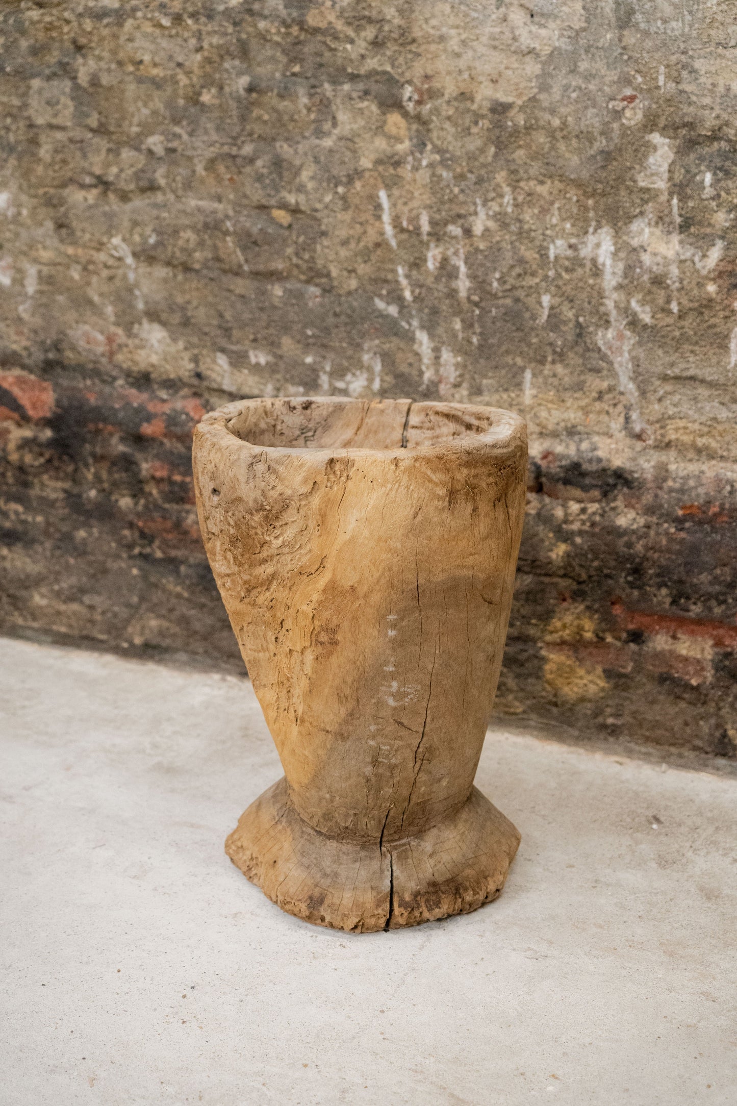 Vintage Elm Asian Wooden Mortar XL 2