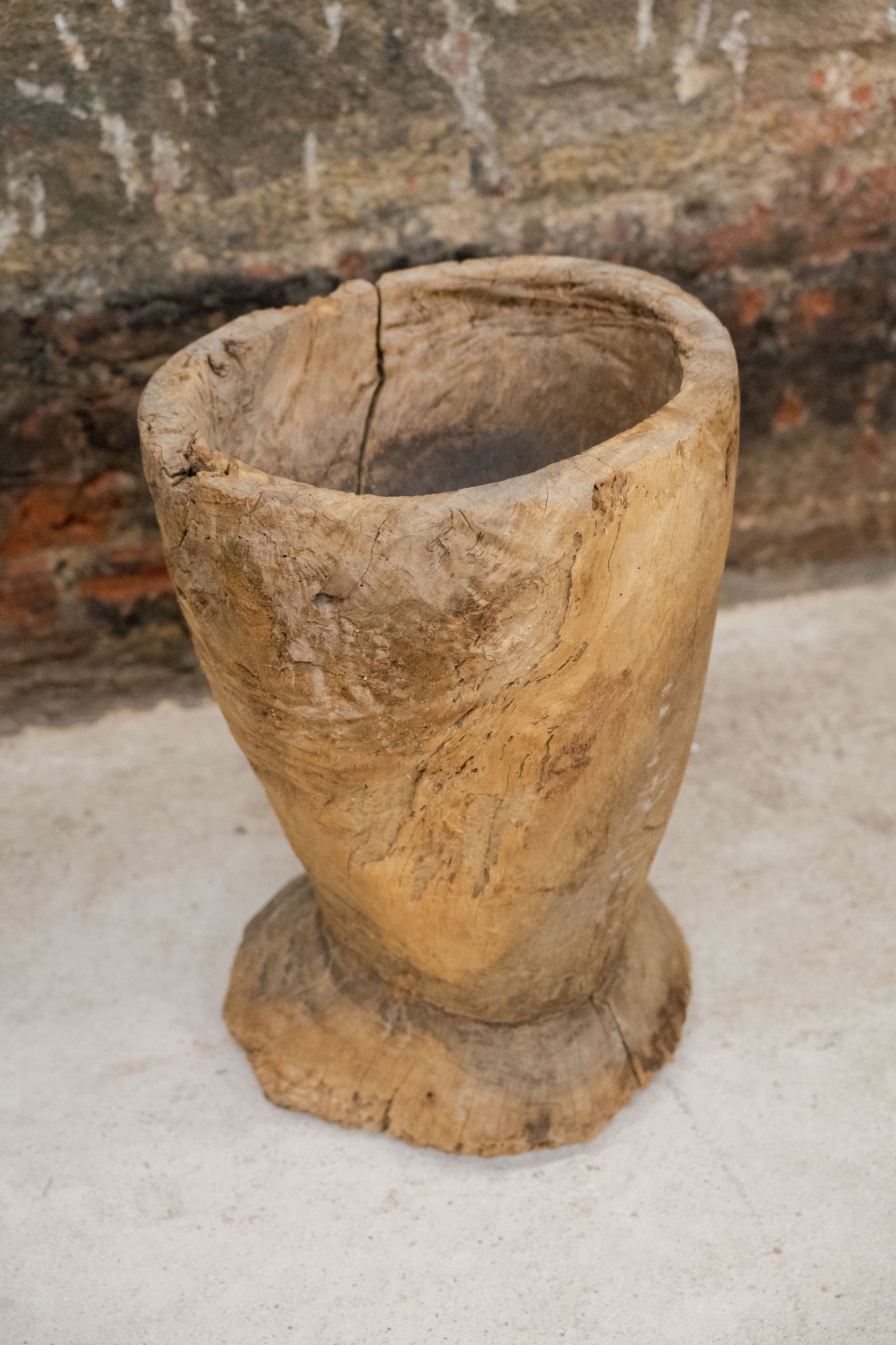 Vintage Elm Asian Wooden Mortar XL 2