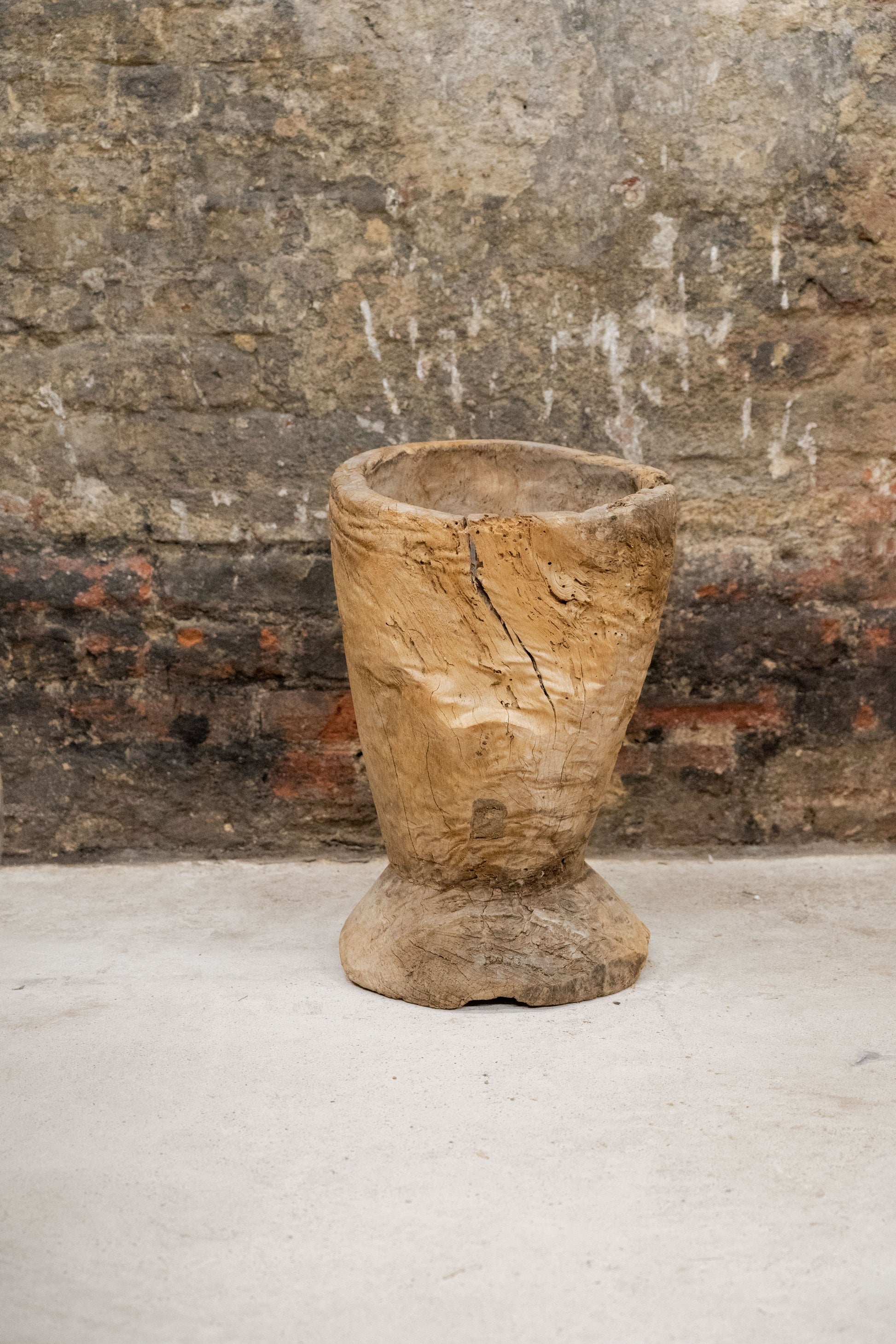 Vintage Elm Asian Wooden Mortar XL 2