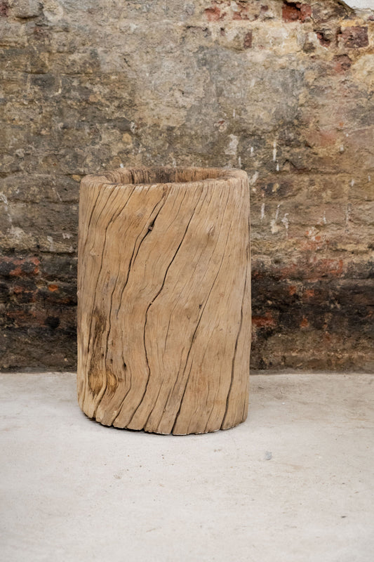 Vintage Elm Asian Wooden Mortar XL
