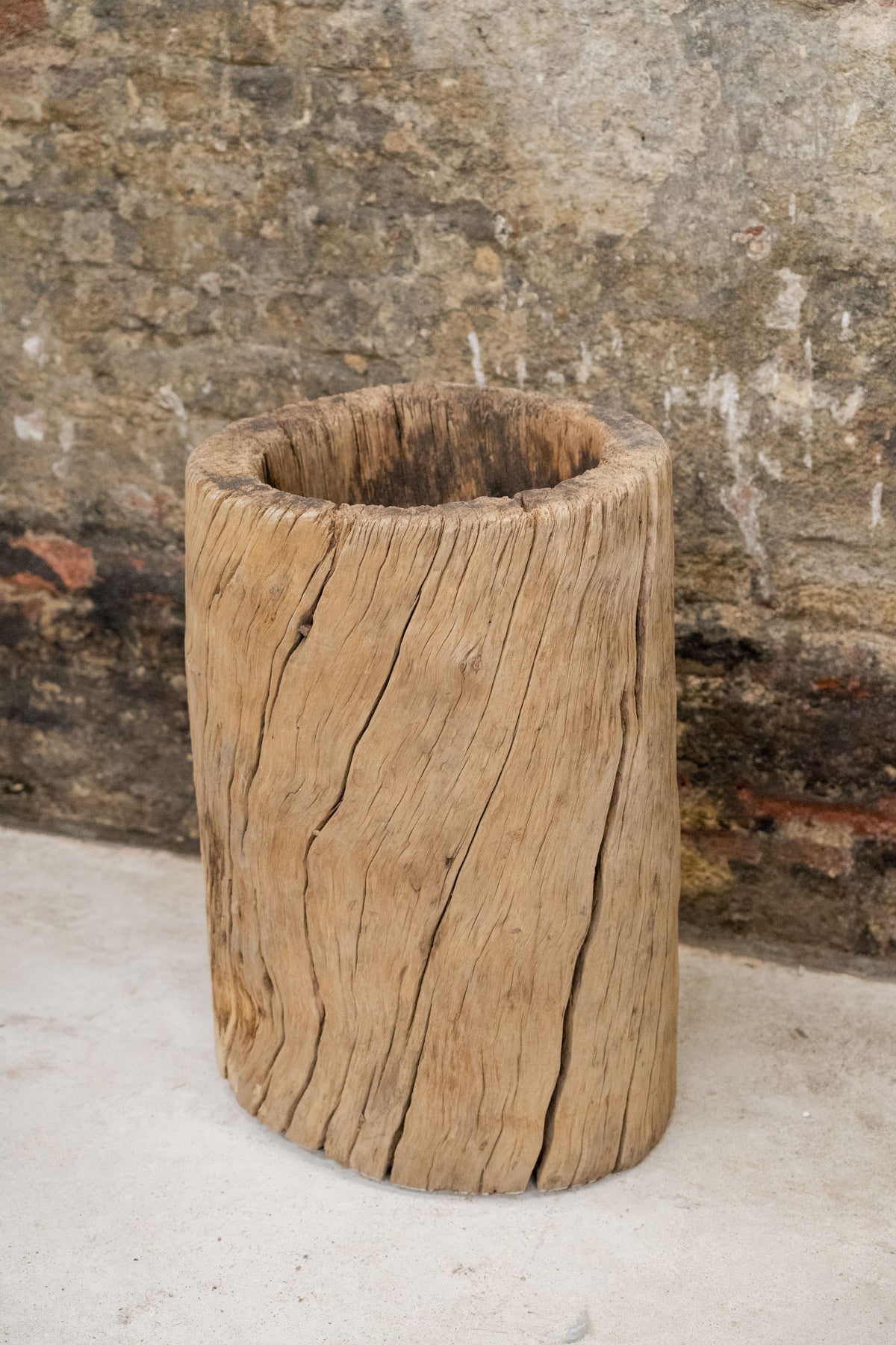 Vintage Elm Asian Wooden Mortar XL