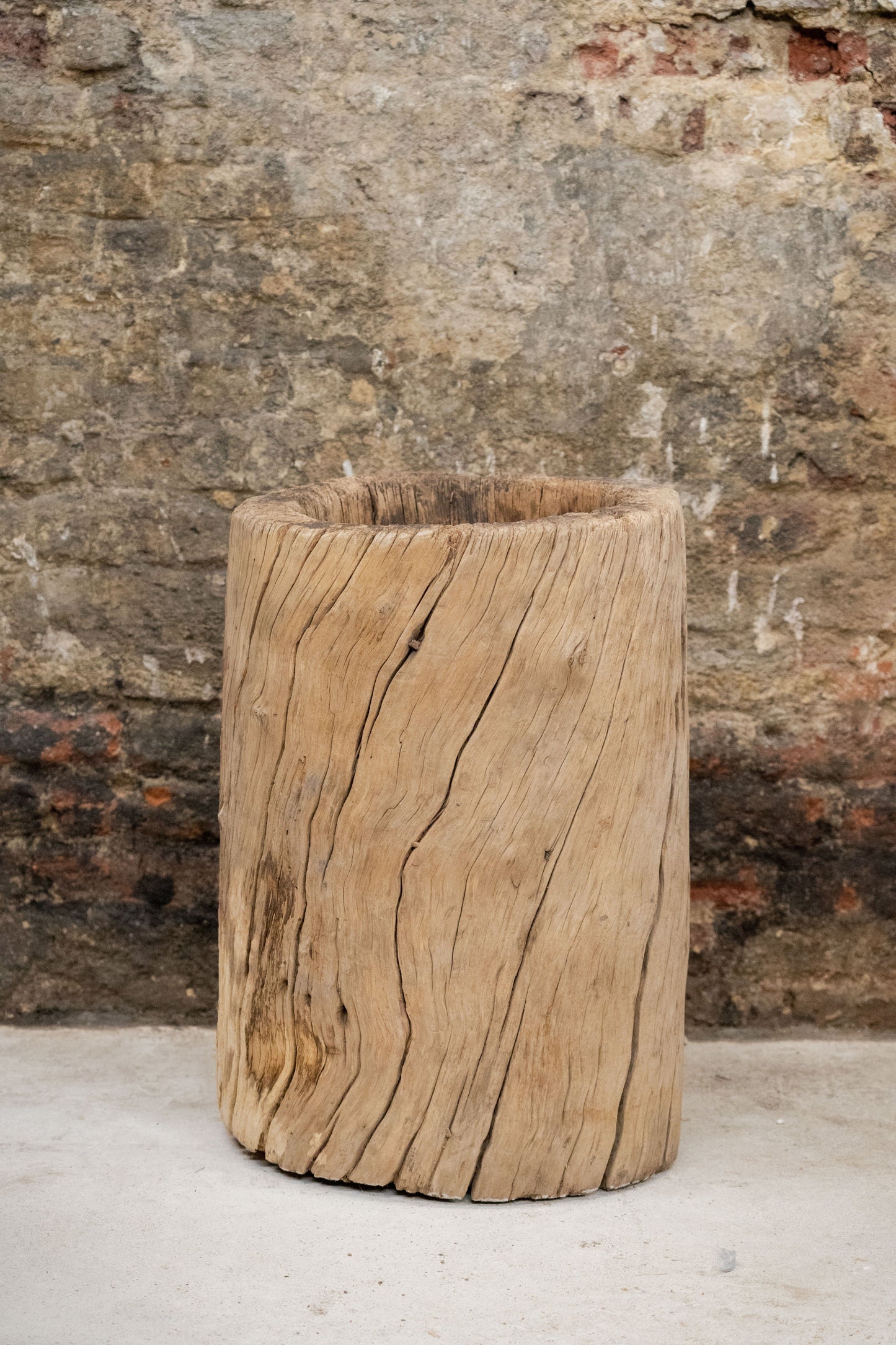 Vintage Elm Asian Wooden Mortar XL