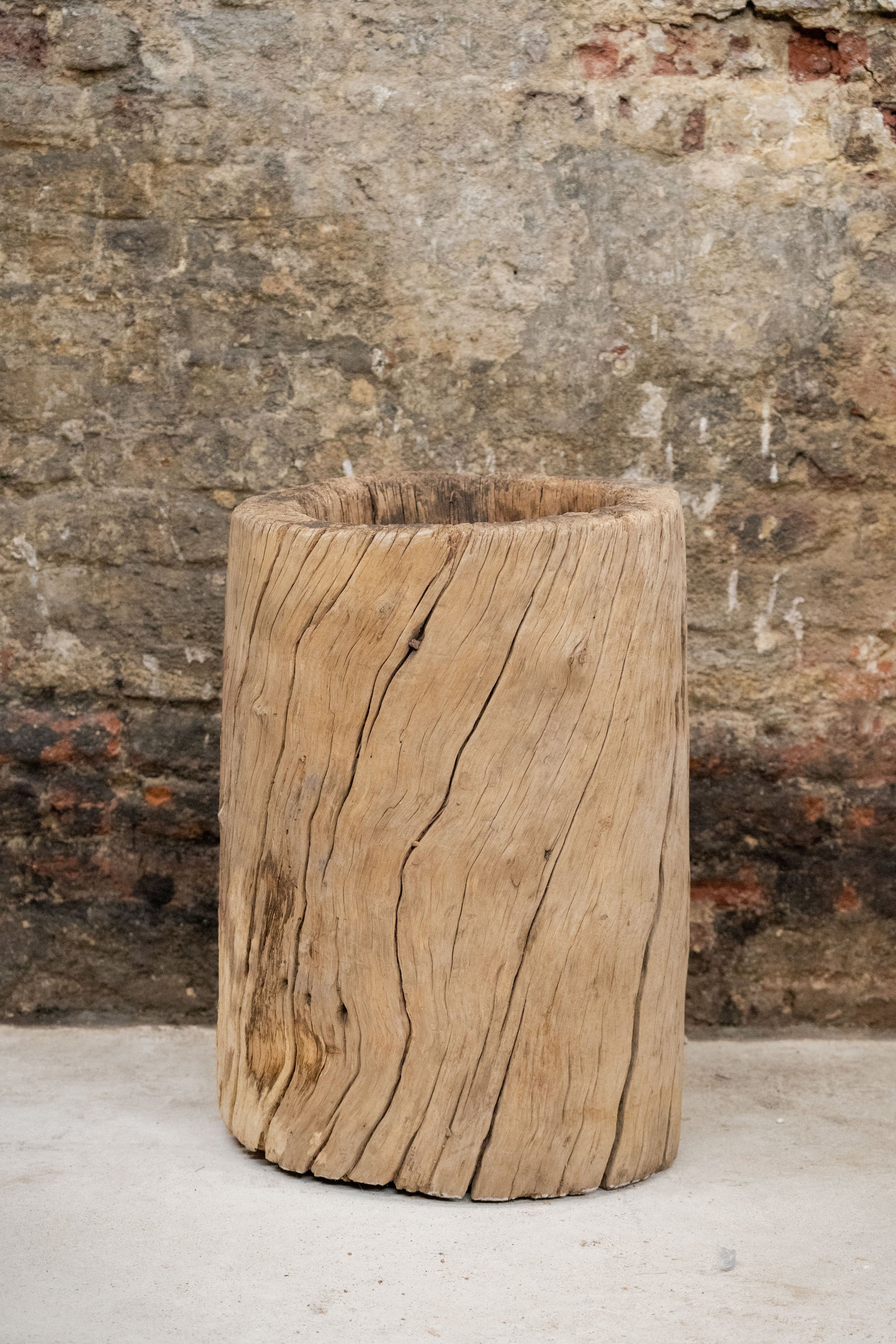 Vintage Elm Asian Wooden Mortar XL