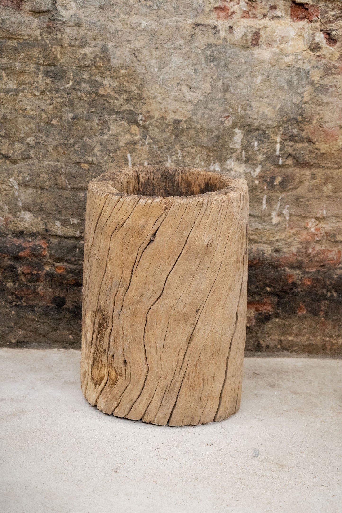 Vintage Elm Asian Wooden Mortar XL