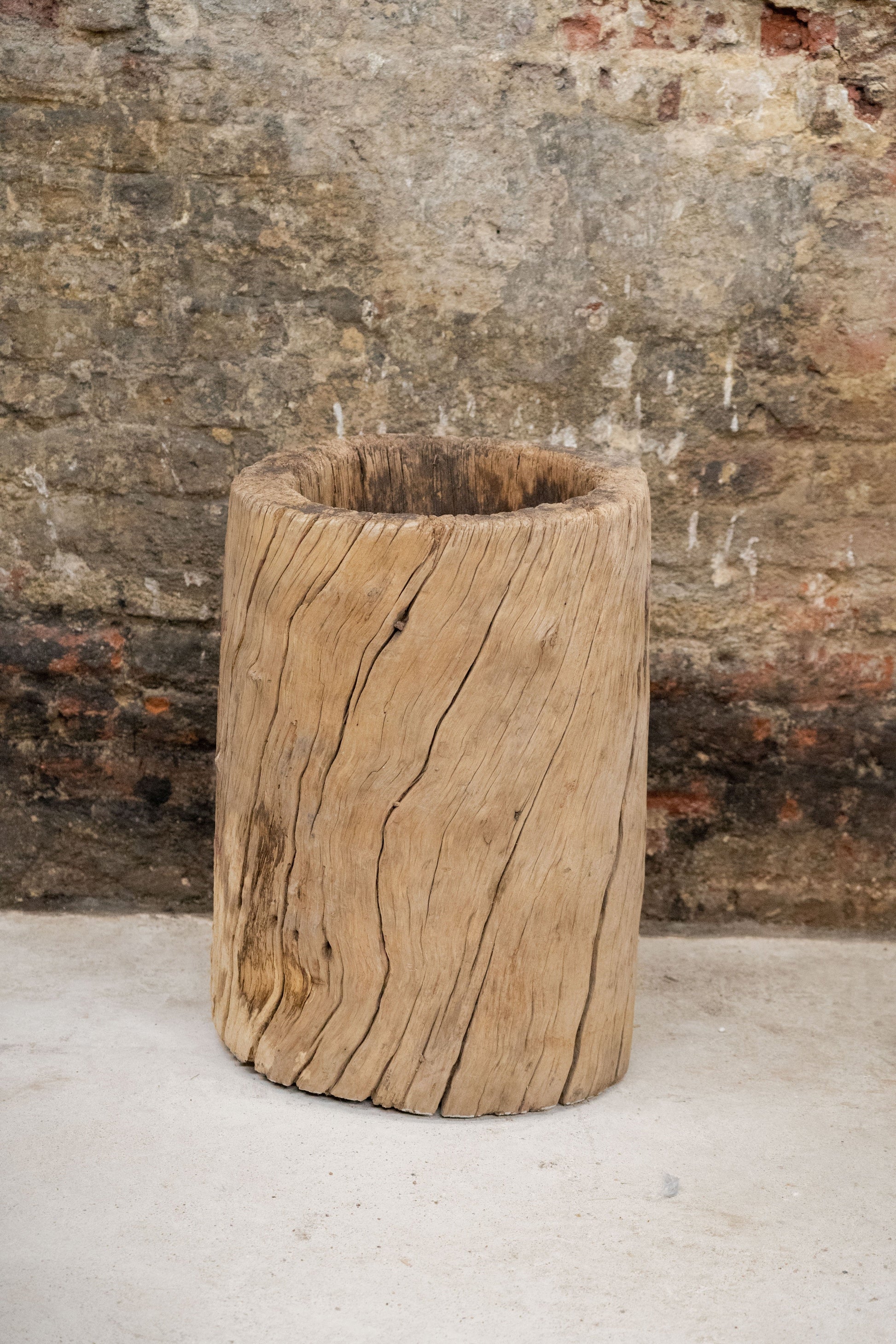 Vintage Elm Asian Wooden Mortar XL