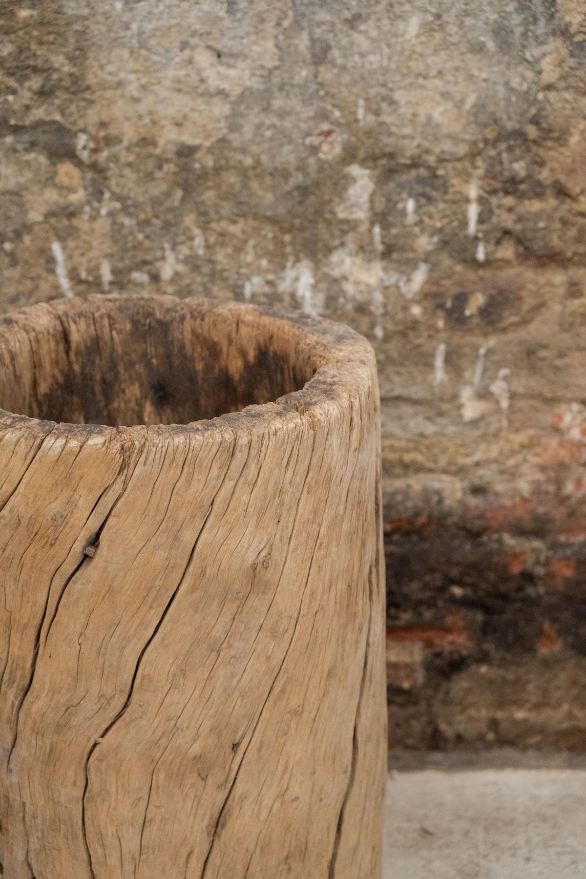 Vintage Elm Asian Wooden Mortar XL