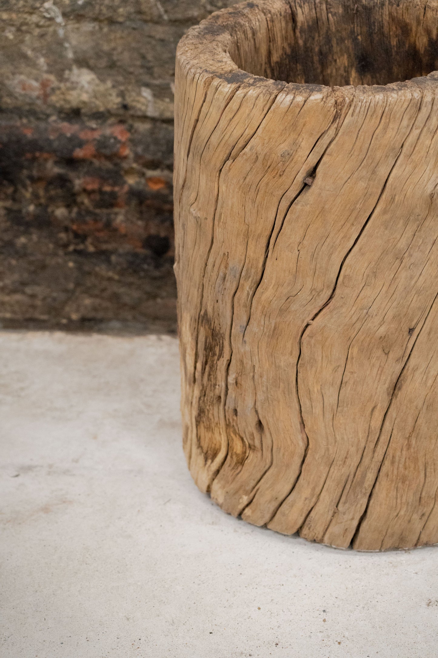 Vintage Elm Asian Wooden Mortar XL