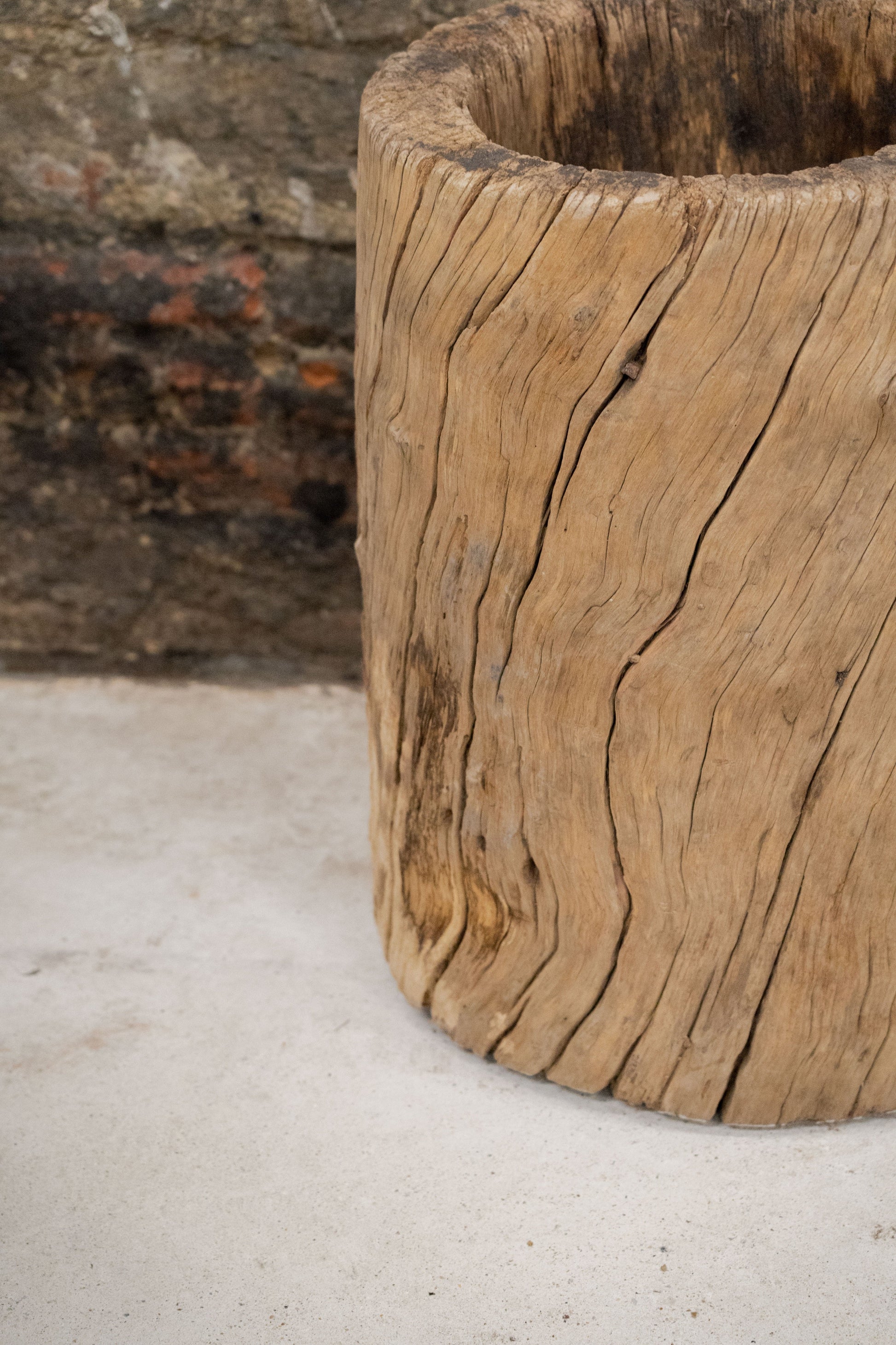 Vintage Elm Asian Wooden Mortar XL