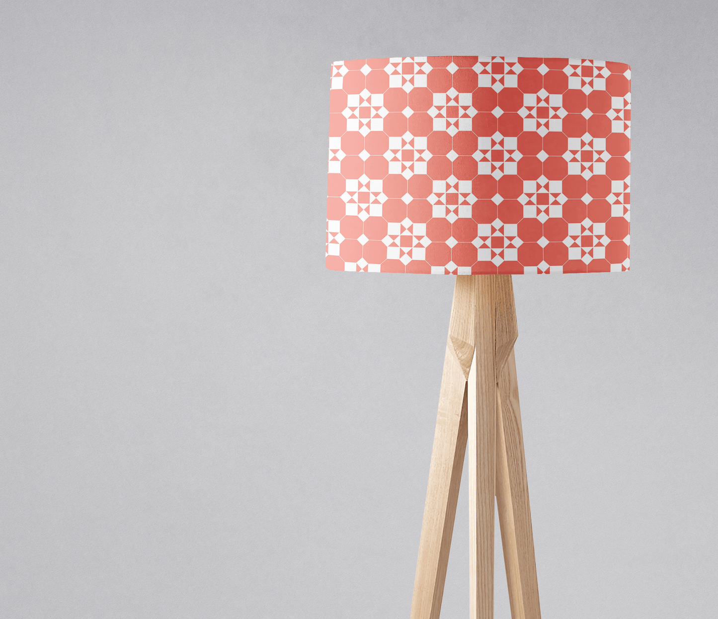 Coral and White Geometric Tiles Design Lampshade, Ceiling or Table Lamp Shade