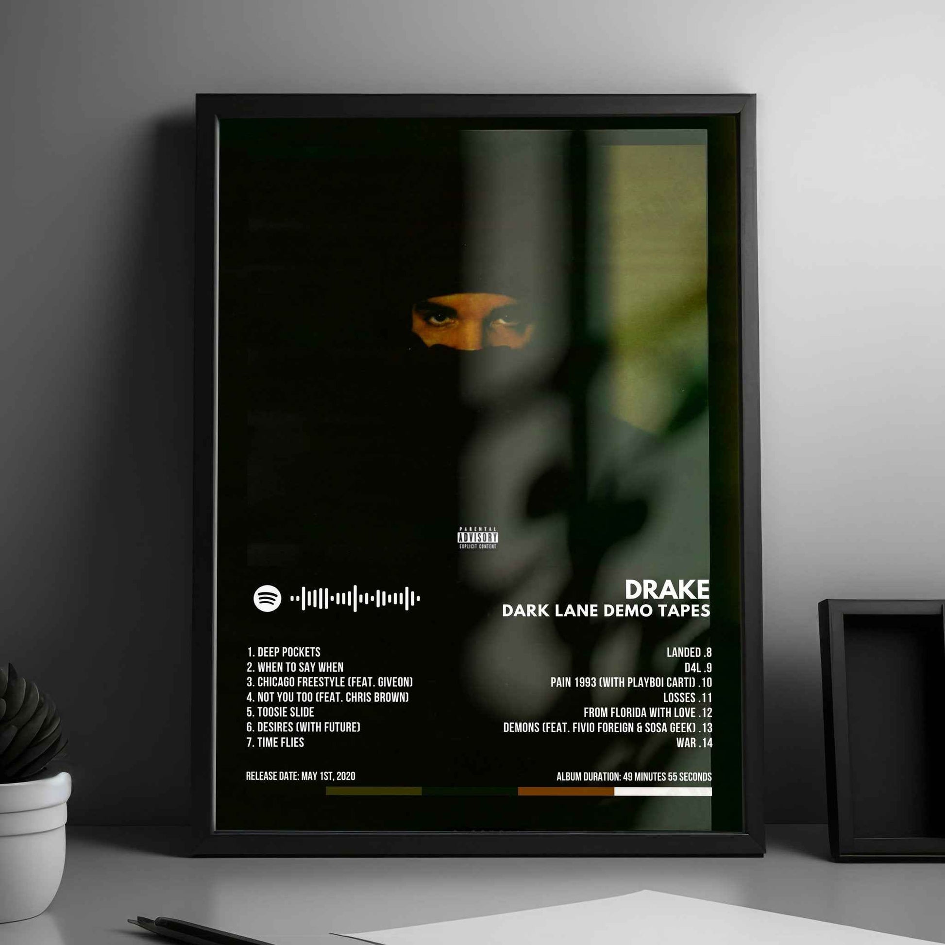 Drake "Dark Lane Demo Tapes" Album Cover Poster - with Complete Tracklist