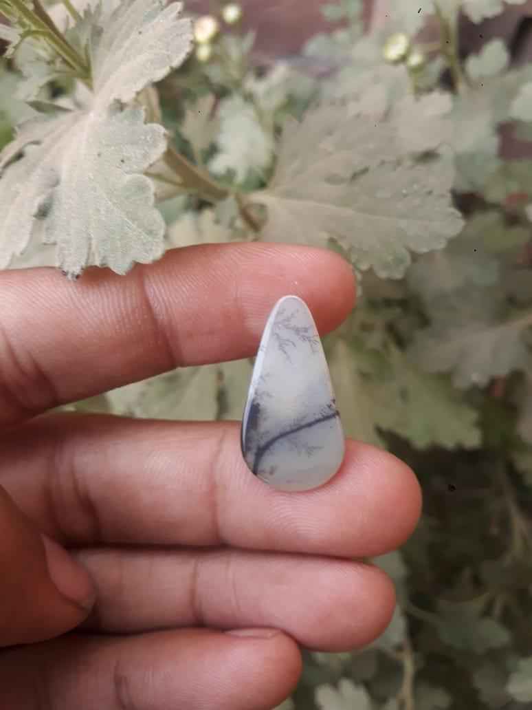 5.1ct Natural Dendritic Agate - Shajri Aqeeq - Dimension-25.5x13.6mm