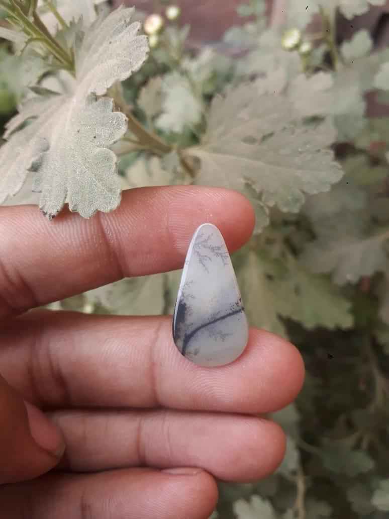 5.1ct Natural Dendritic Agate - Shajri Aqeeq - Dimension-25.5x13.6mm