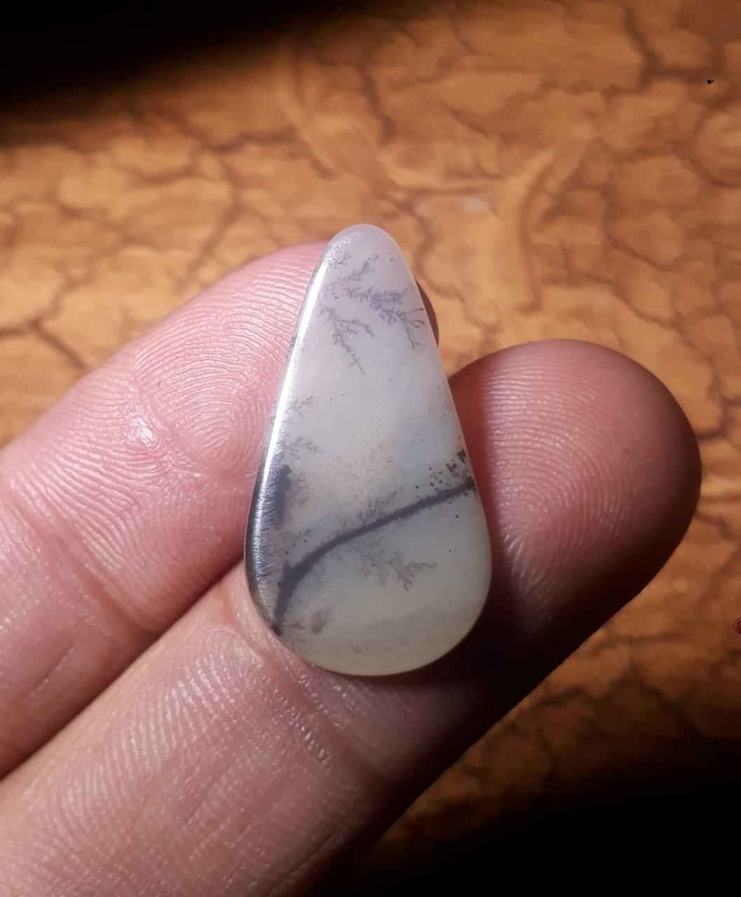 5.1ct Natural Dendritic Agate - Shajri Aqeeq - Dimension-25.5x13.6mm