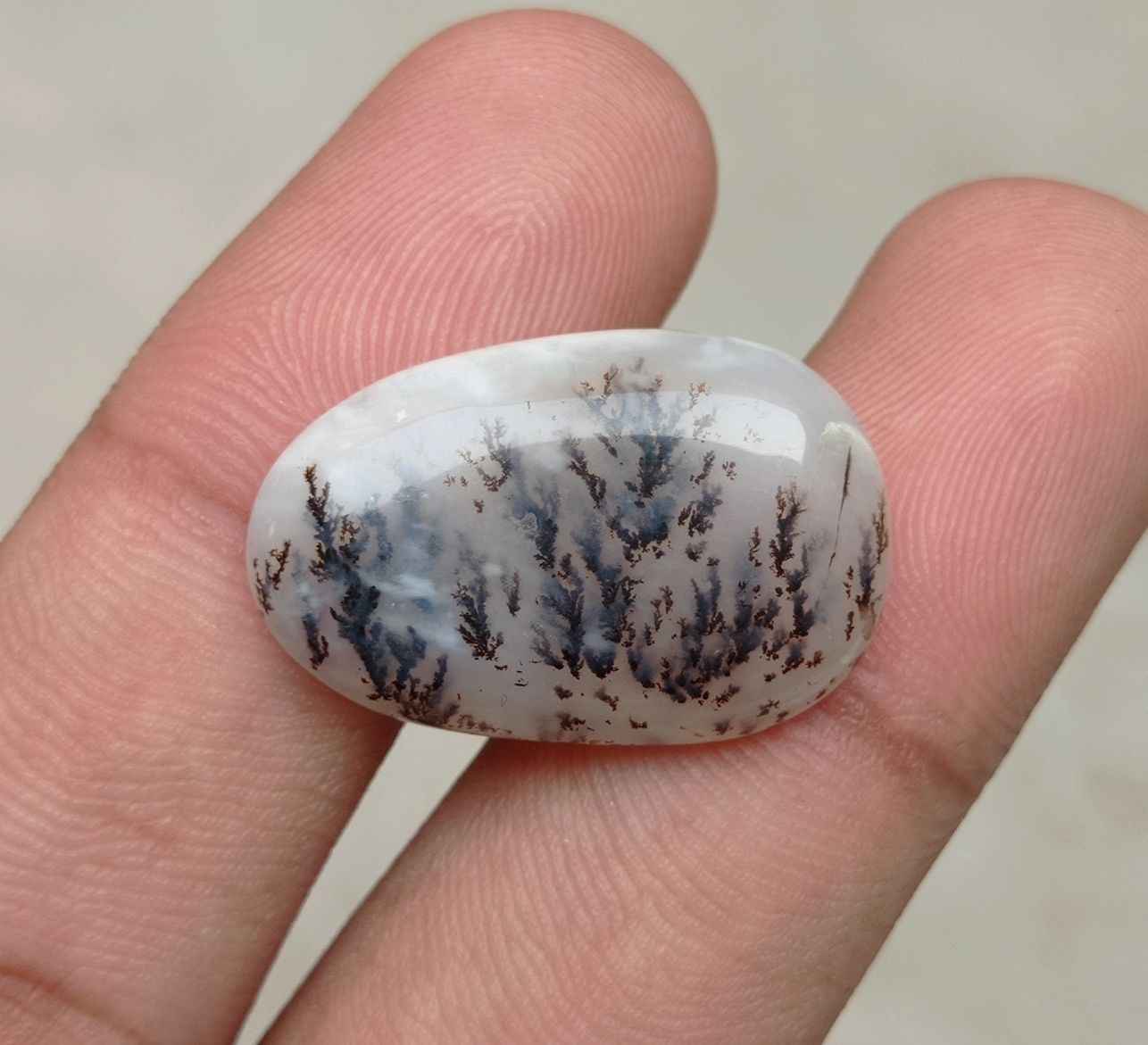 20.8ct Natural Dendritic Agate - Shajri Aqeeq - 26x17x5mm