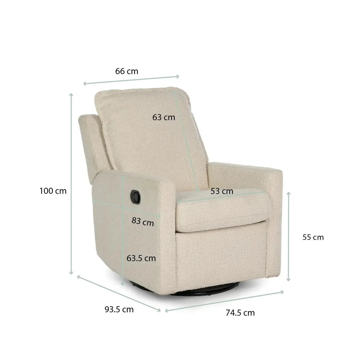 Nursery Glider Recliner Chair Bouclé – 360° Swivel