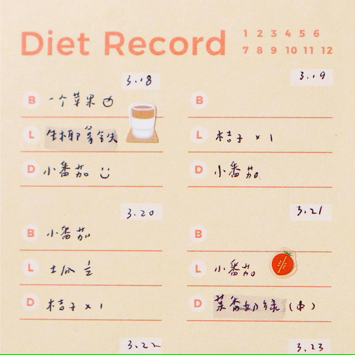 Afterglows | Food Record Memo Note Pad