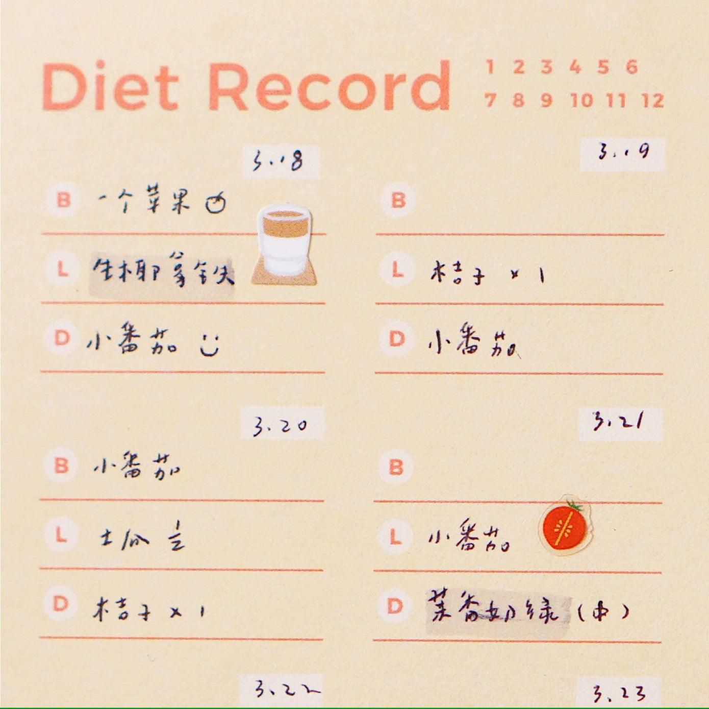 Afterglows | Food Record Memo Note Pad