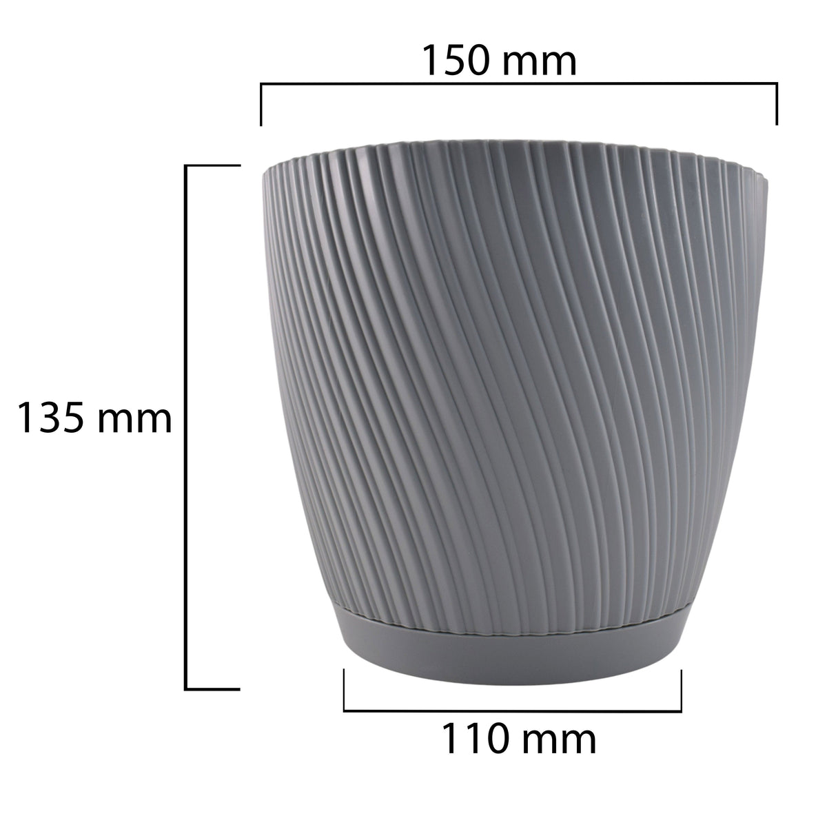 Mika Pot with Saucer 150mm Platinum