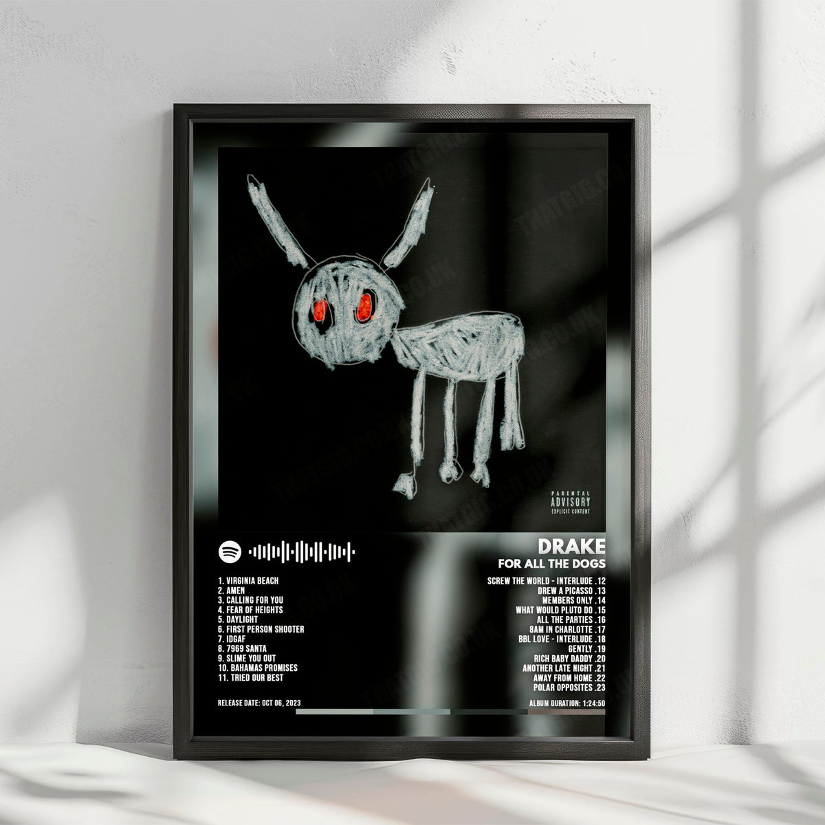 Drake "For All The Dogs" Album Cover Poster - with Complete Tracklist