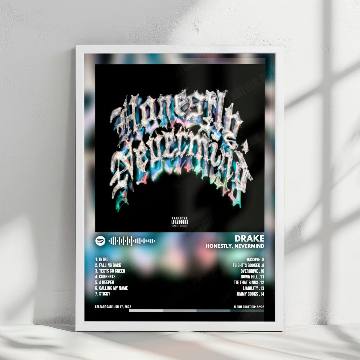 Drake "Honestly, Nevermind" Album Cover Poster - with Complete Tracklist