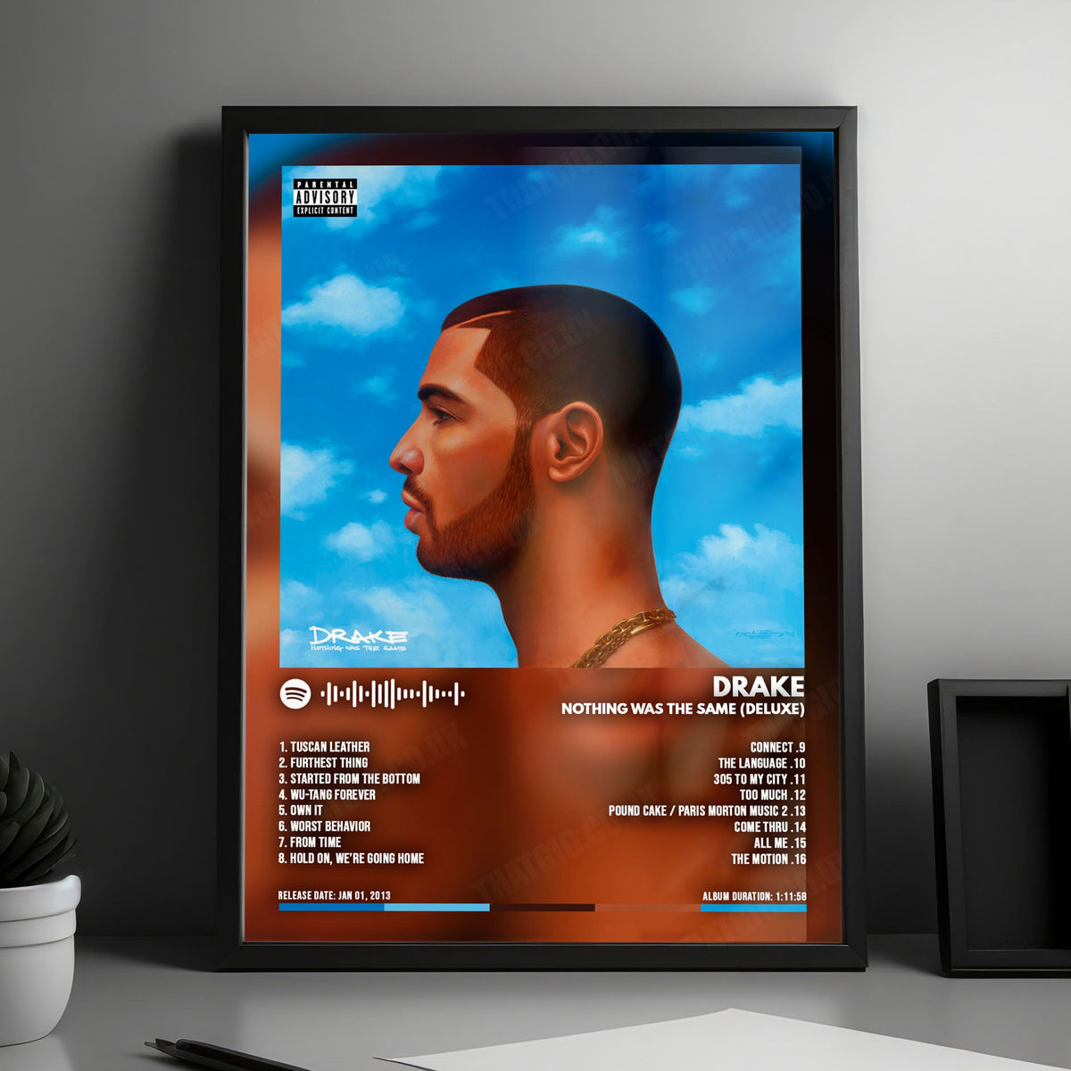 Drake "Nothing Was The Same (Deluxe)" Album Cover Poster - with Complete Tracklist