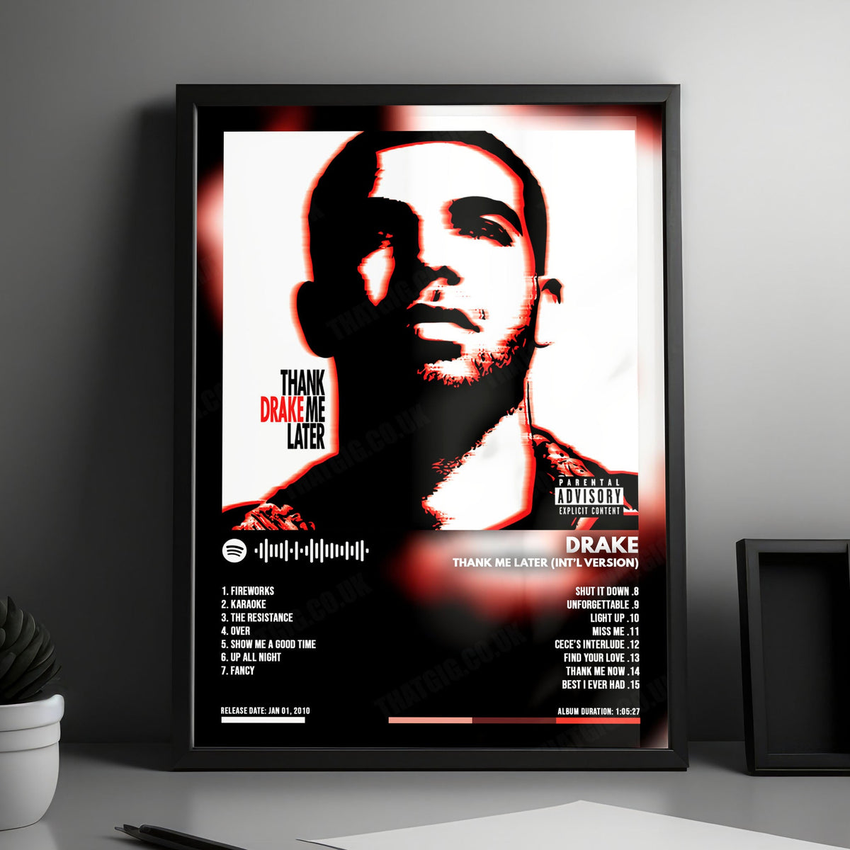 Drake "Thank Me Later (Int'l Version)" Album Cover Poster - with Complete Tracklist