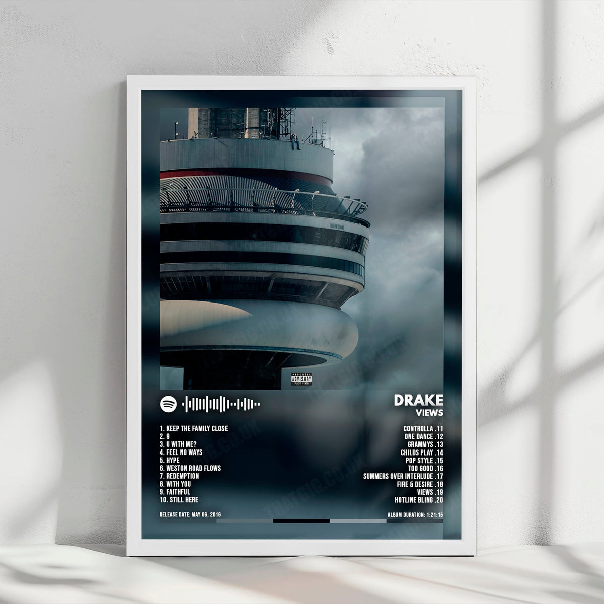 Drake "Views" Album Cover Poster - with Complete Tracklist