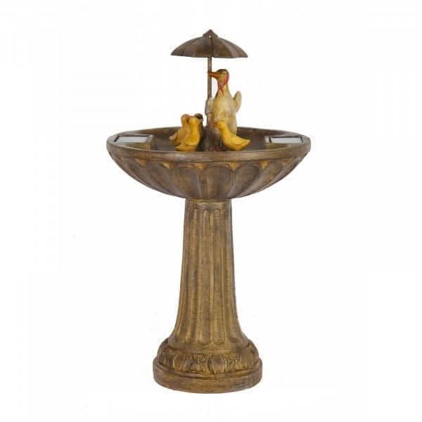 Duck Family Solar Water Fountain Garden Feature 84cm
