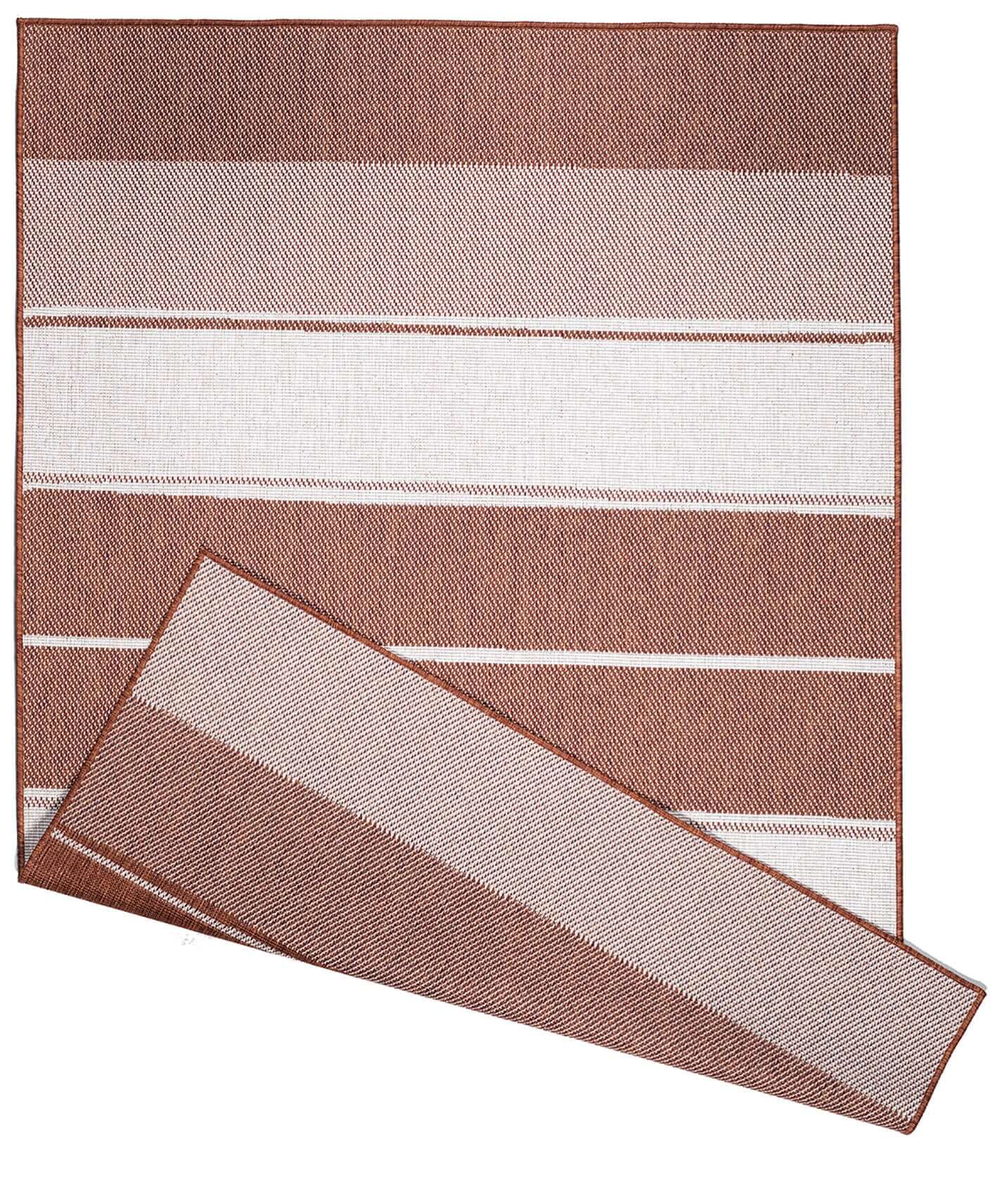 Duo Weave Outdoor Rug Black&Orange Stripes