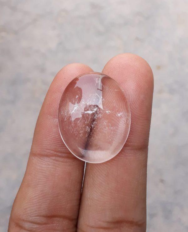 25.6ct Dur e Najaf Cabochon  - April Birthstone - Rock Crystal  - 25x21mm