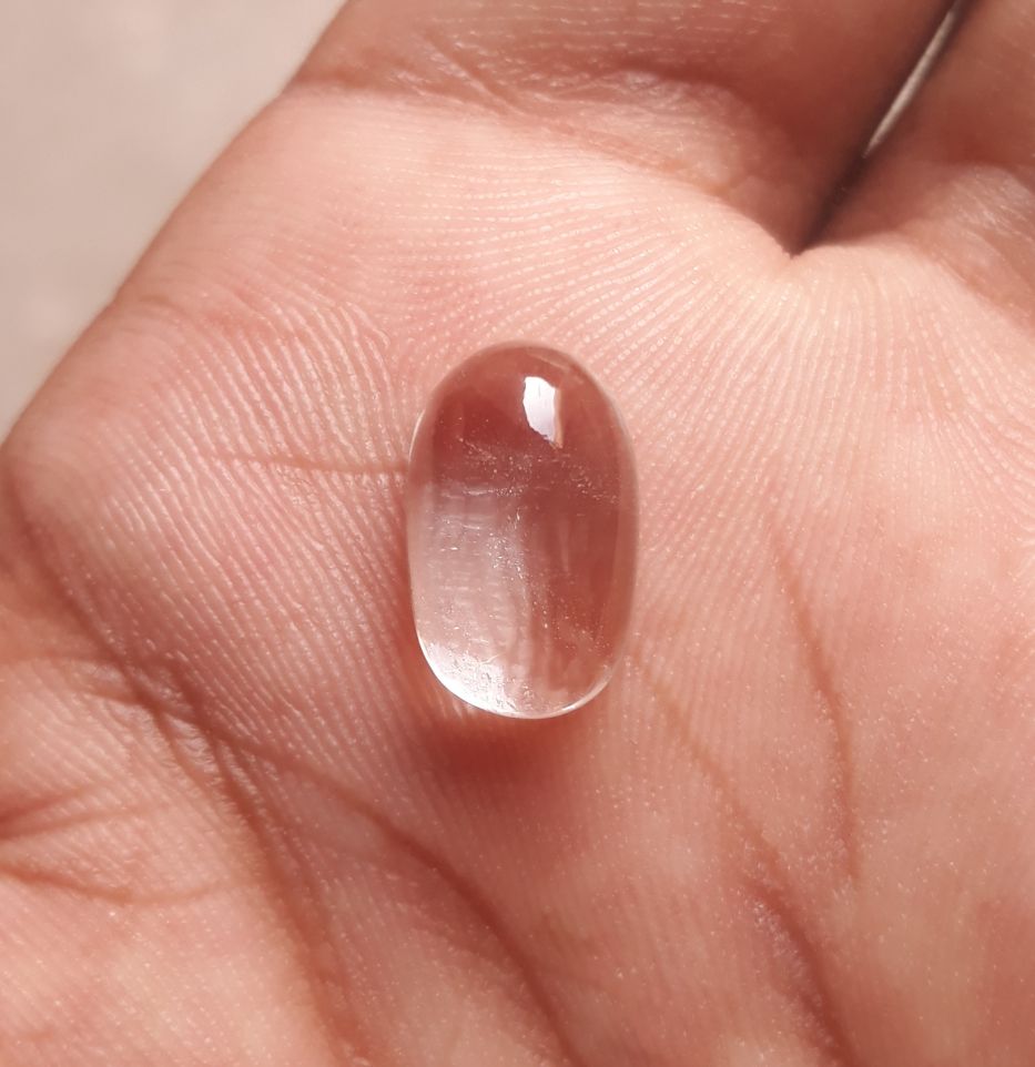 6.1ct Dur e Najaf - Pearl of Najaf Cabochon Transparent - April Birthstone - Rock Crystal Quartz -14x9mm