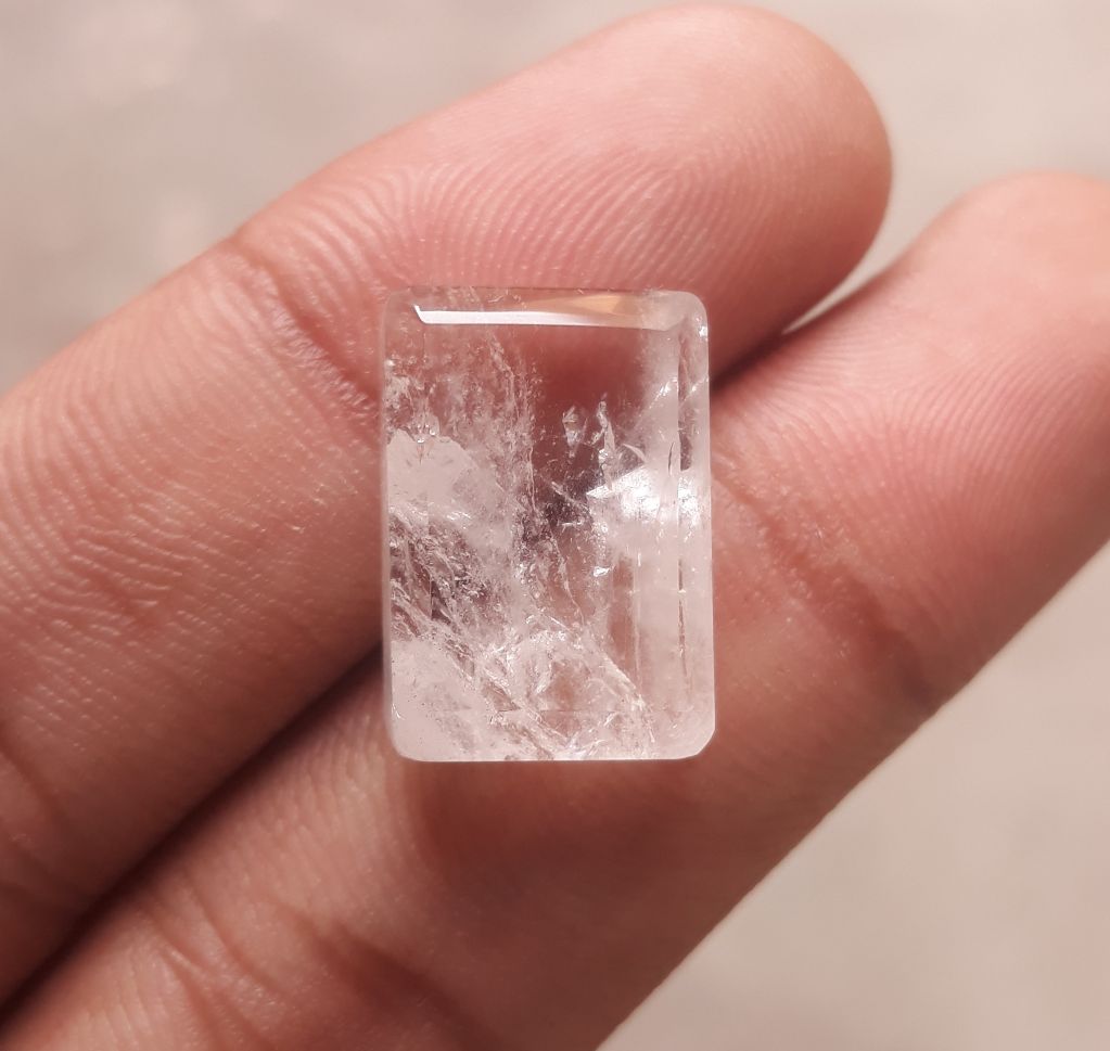 20.8ct Dur e Najaf - Pearl of Najaf Semi Transparent - April Birthstone - Rock Crystal Quartz -19x13mm