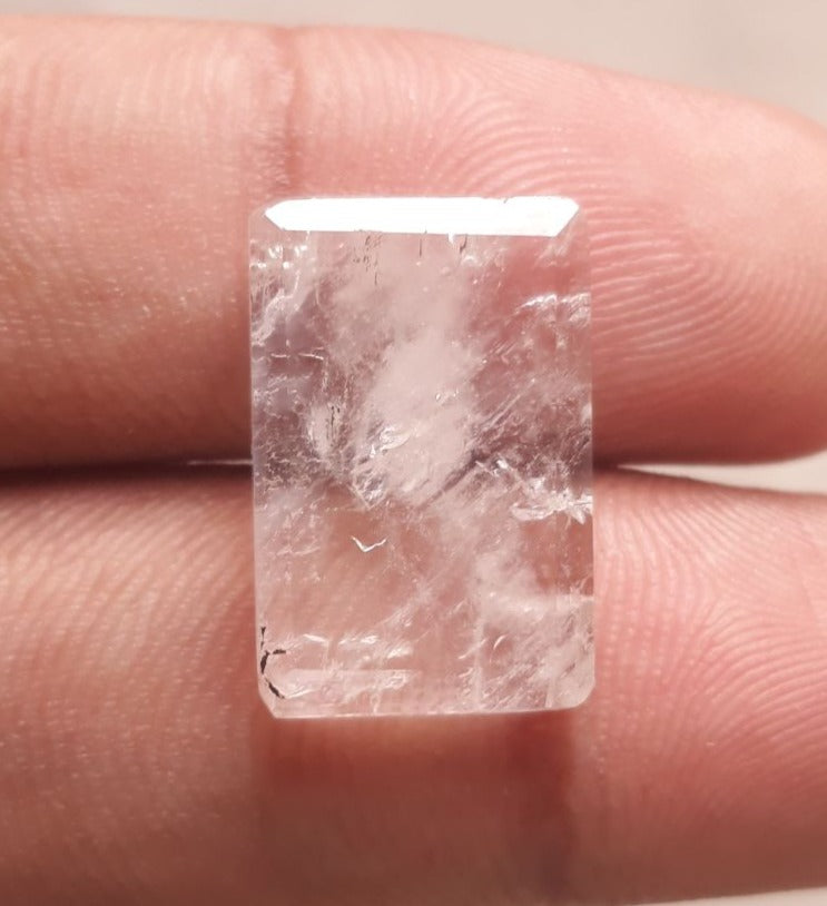 16.2ct Dur e Najaf - Pearl of Najaf Semi Transparent - April Birthstone - Rock Crystal Quartz -20x13mm