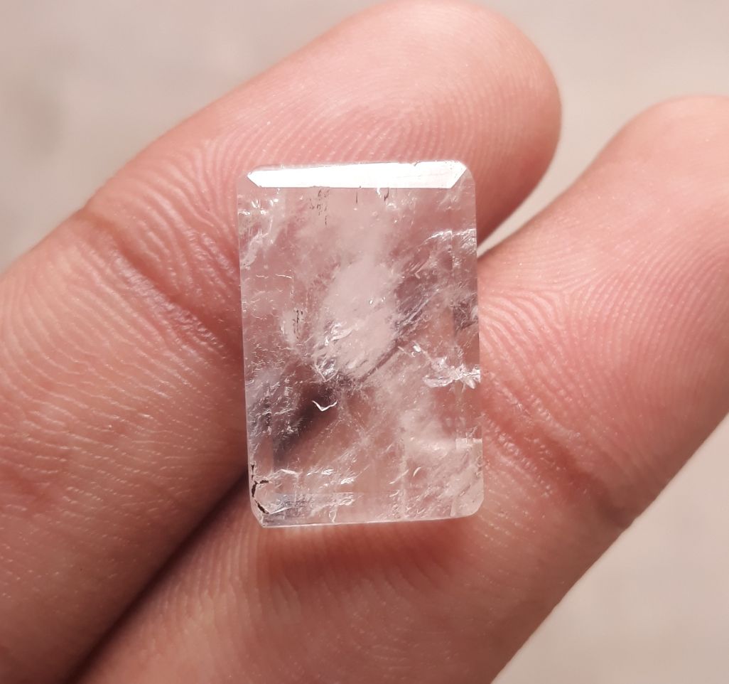 16.2ct Dur e Najaf - Pearl of Najaf Semi Transparent - April Birthstone - Rock Crystal Quartz -20x13mm