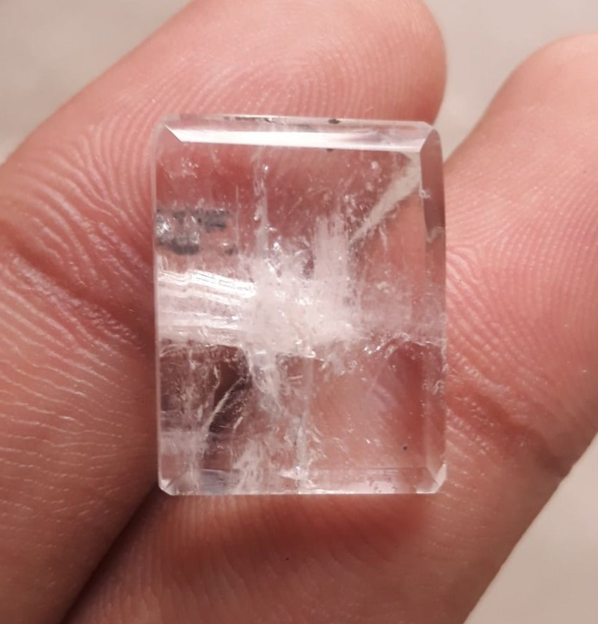 21ct Dur e Najaf - Pearl of Najaf Semi Transparent - April Birthstone - Rock Crystal Quartz -20x16mm