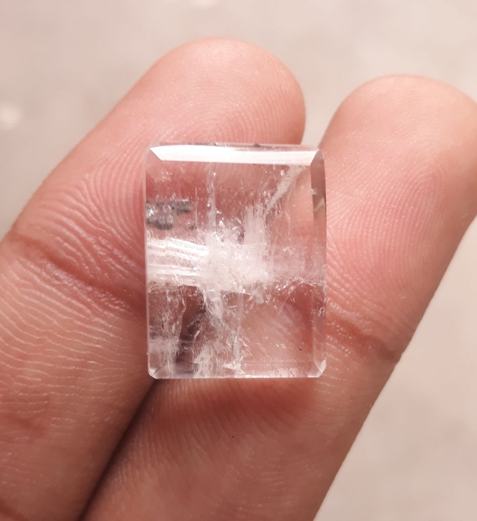 21ct Dur e Najaf - Pearl of Najaf Semi Transparent - April Birthstone - Rock Crystal Quartz -20x16mm