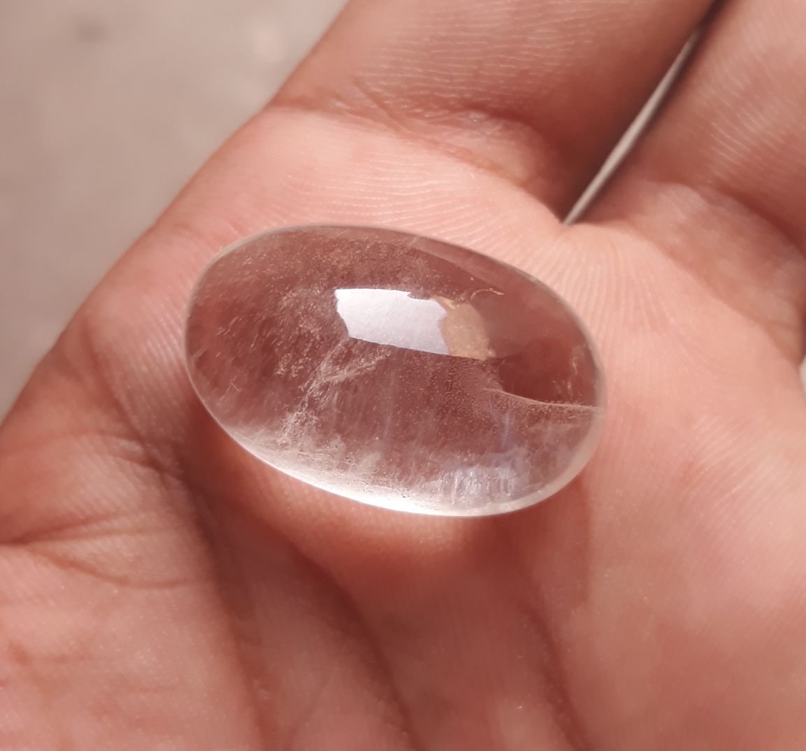 43.3ct Dur e Najaf - Pearl of Najaf Cabochon Transparent - April Birthstone - Rock Crystal Quartz -27x17mm