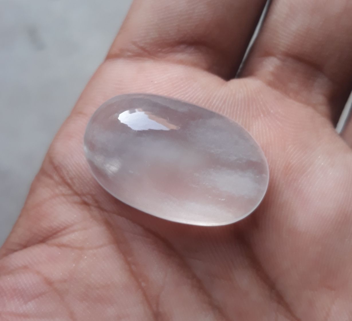 47.9ct Dur e Najaf - Pearl of Najaf Cabochon Milky - April Birthstone - Rock Crystal Quartz -30x19mm