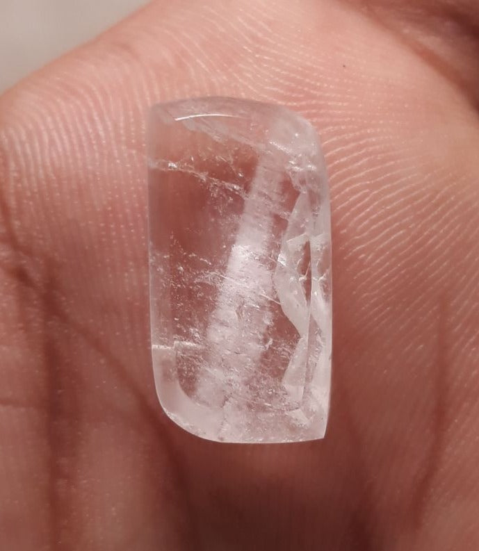 13.7ct Dur e Najaf - Pearl of Najaf Semi Transparent - April Birthstone - Rock Crystal Quartz -20x11mm