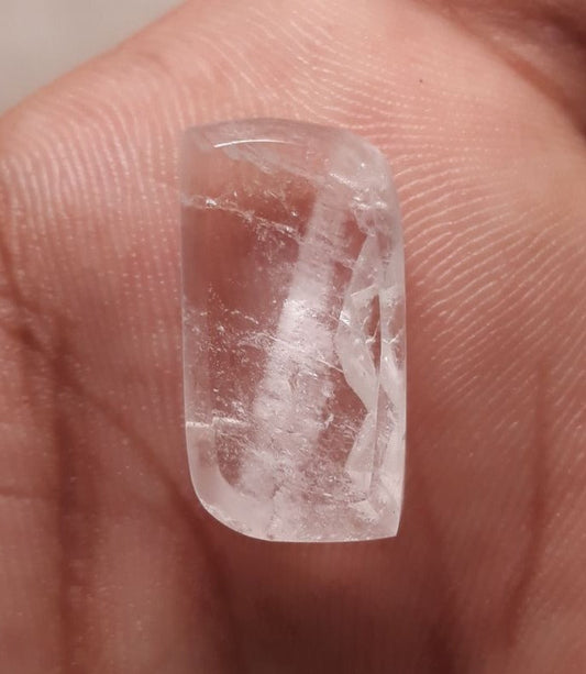 13.7ct Dur e Najaf - Pearl of Najaf Semi Transparent - April Birthstone - Rock Crystal Quartz -20x11mm