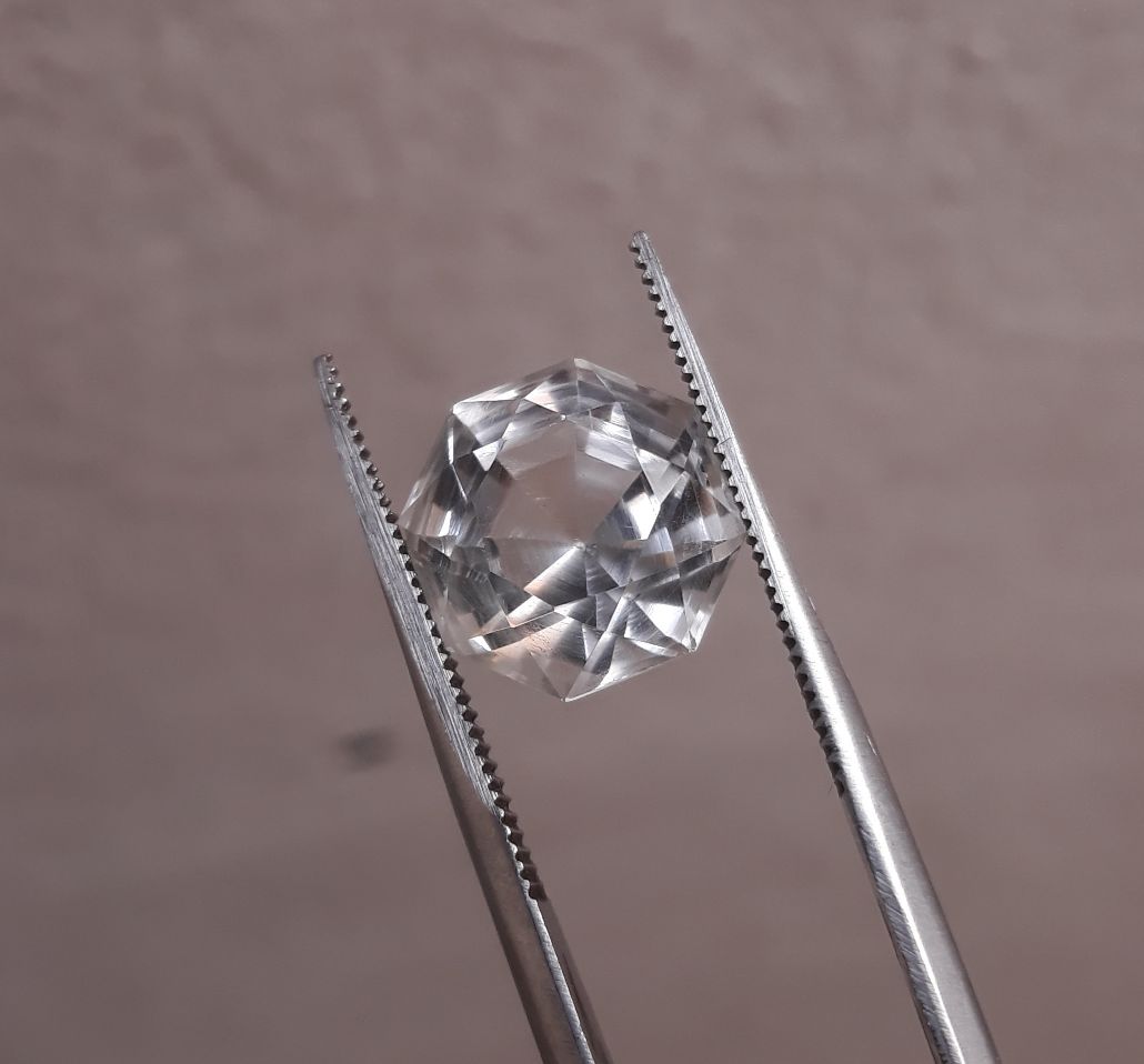 6.9ct Dur e Najaf - Pearl of Najaf Fancy Cut Transparent - April Birthstone - Rock Crystal Quartz -12x11mm