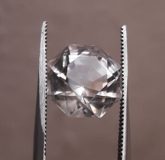 6.9ct Dur e Najaf - Pearl of Najaf Fancy Cut Transparent - April Birthstone - Rock Crystal Quartz -12x11mm