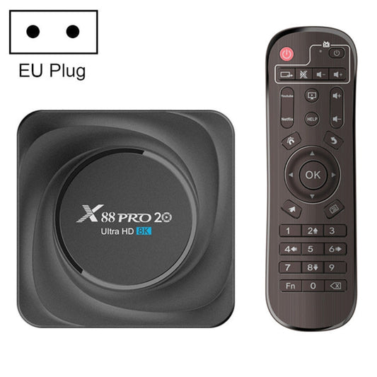 X88 Pro 20 4K Smart TV Box: Android 11.0, RK3566 Quad-Core, 4GB RAM, 32GB ROM, Dual-Band WiFi, Bluetooth, Ethernet, EU Plug