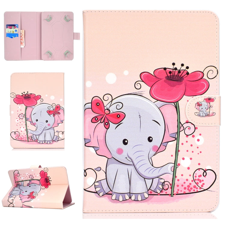 Colored Pattern Drawing Horizontal Flip PU Leather Case with Three-folding Holder & Sleep / Wake-up Function, For 10 inch Tablet PC